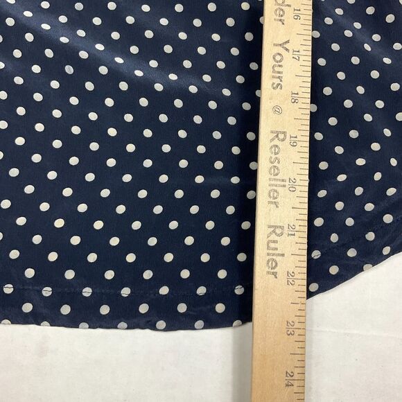 Rachel Mara Womens Silk Blouse Polka Dot Button Mandarin Collar Popover Shirt XS - Picture 8 of 10